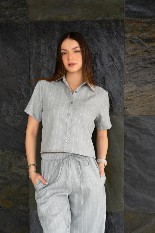 Camisas de rayas (rosa, azul y gris)